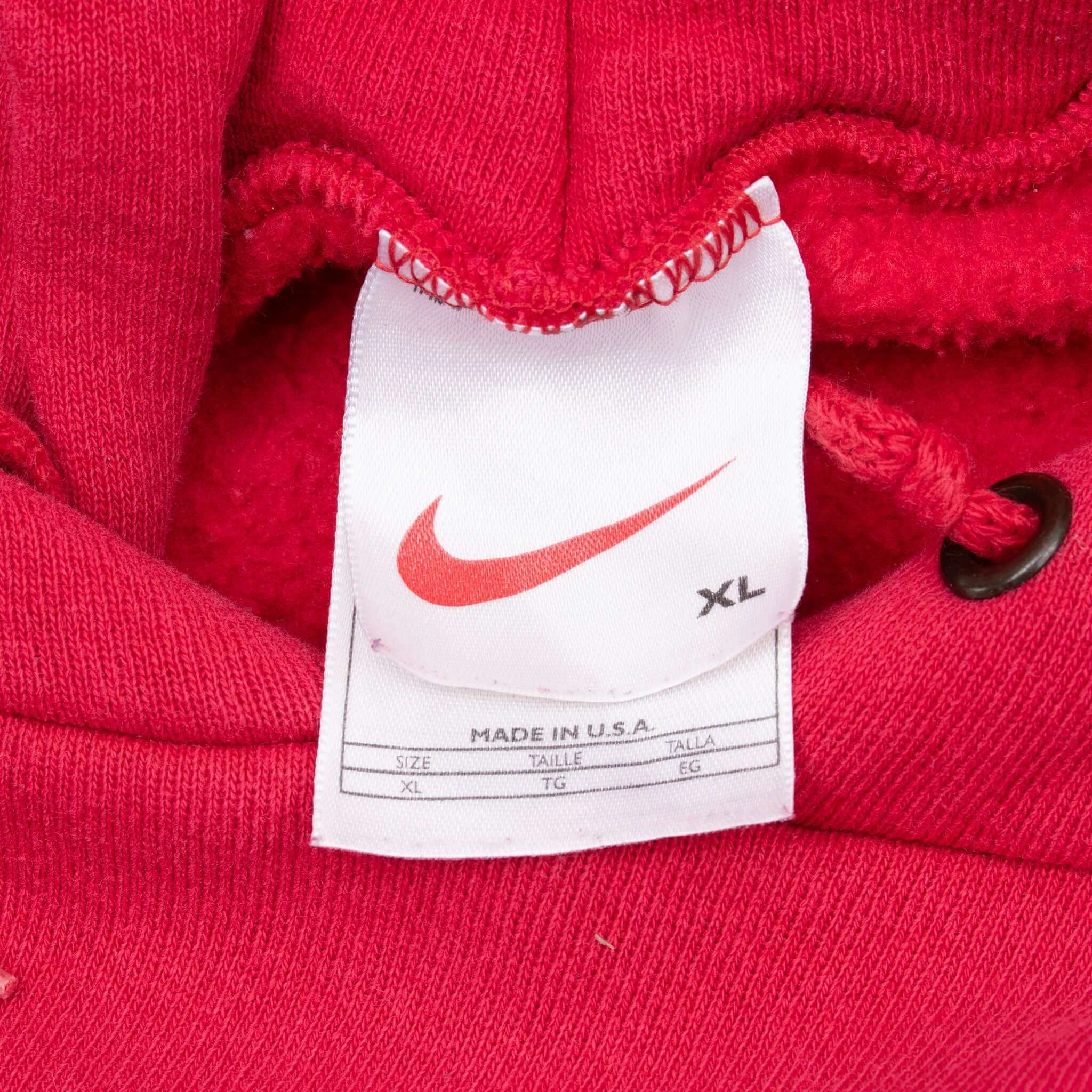 VINTAGE NIKE CENTER SWOOSH RED TRAVIS SCOTT HOODIE 1990S XL MADE IN USA