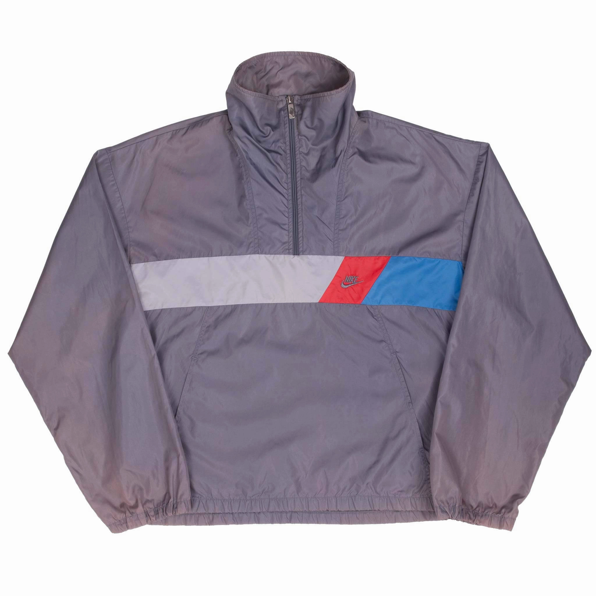 VINTAGE NIKE GREY PULLOVER WINDBREAKER JACKET EARLY 1980S LARGE