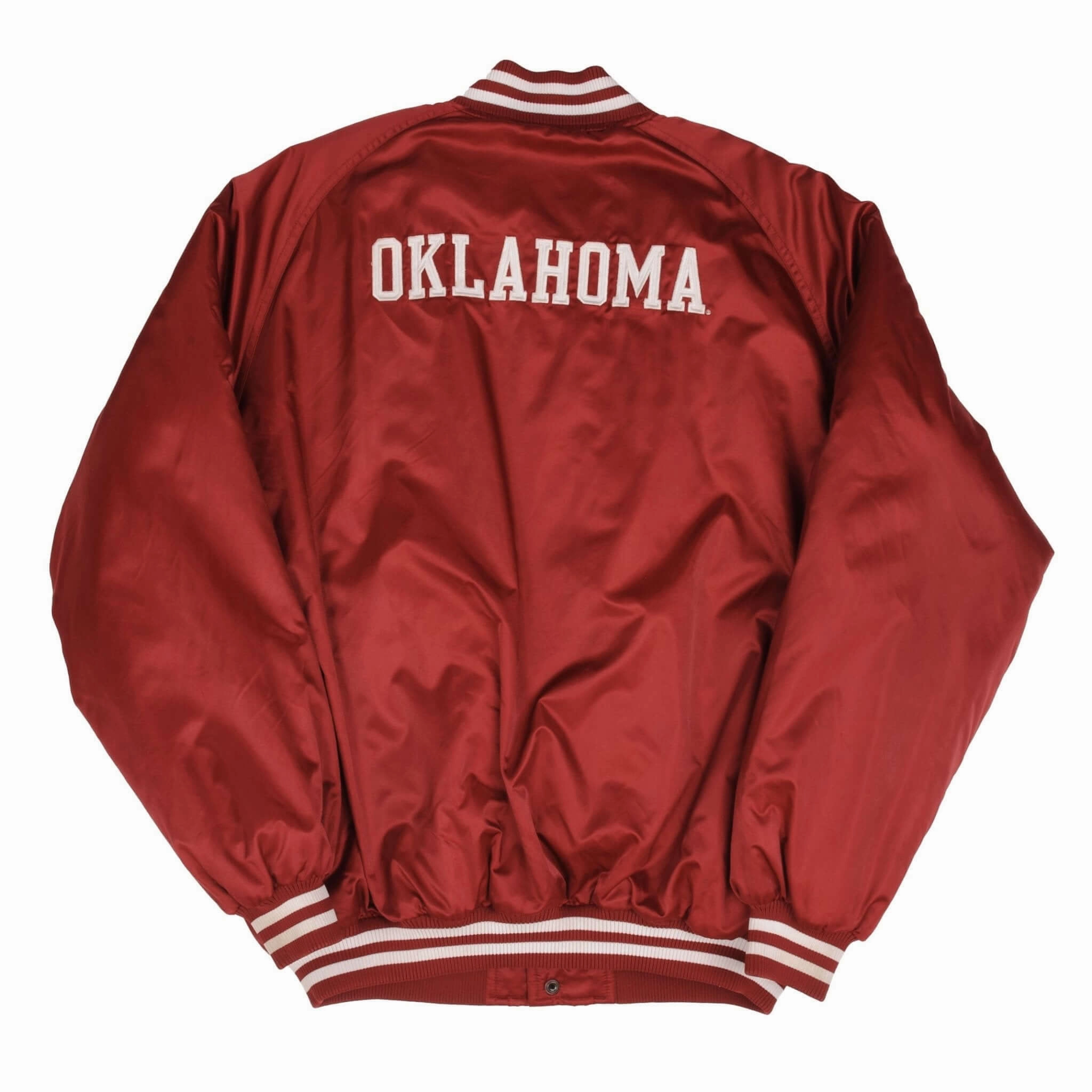VINTAGE NIKE NCAA OKLAHOMA UNIVERSITY SATEEN VARSITY JACKET 2000S SIZE XL