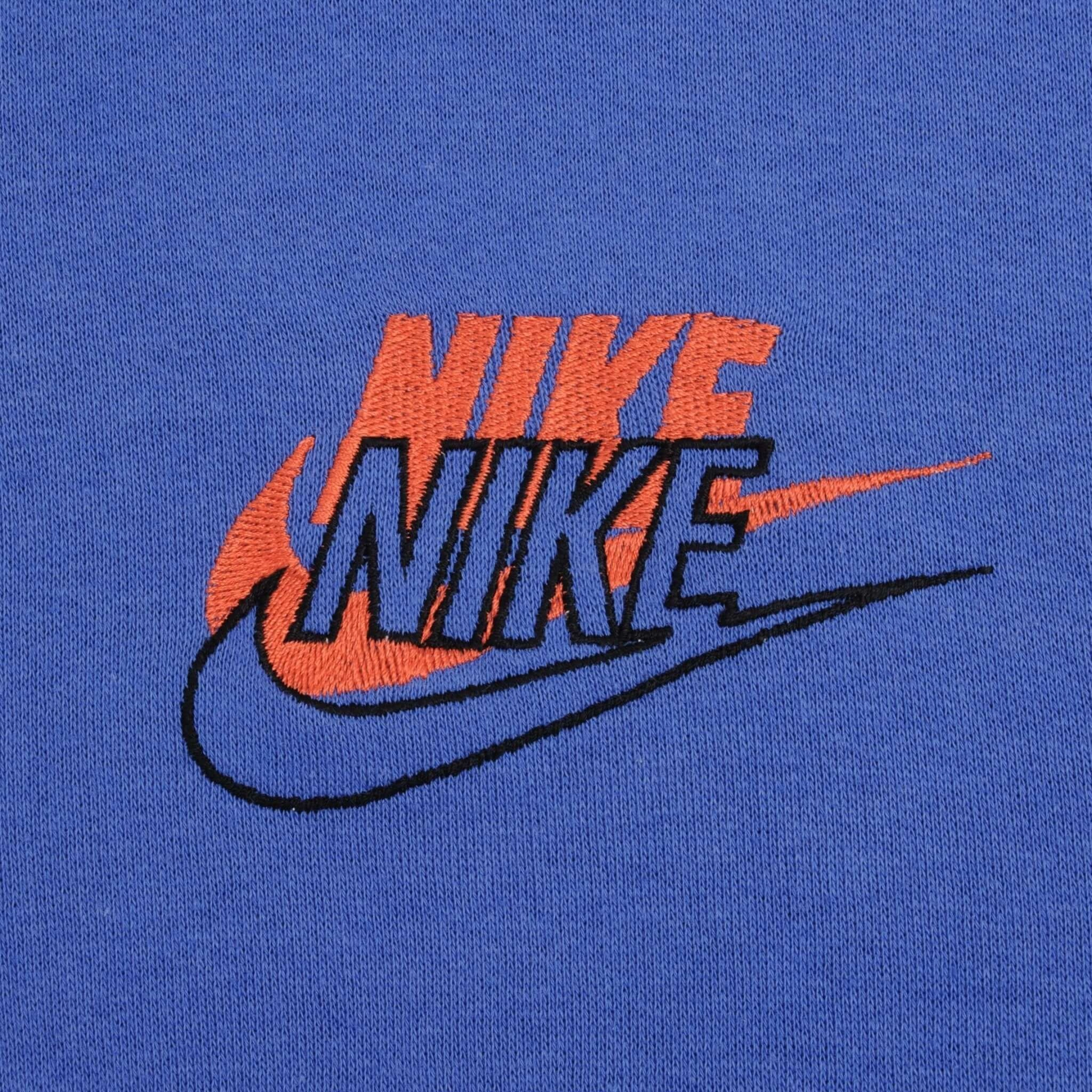 VINTAGE NIKE SPELL OUT QUARTER ZIP BLUE SWEATSHIRT 1990S SIZE MEDIUM