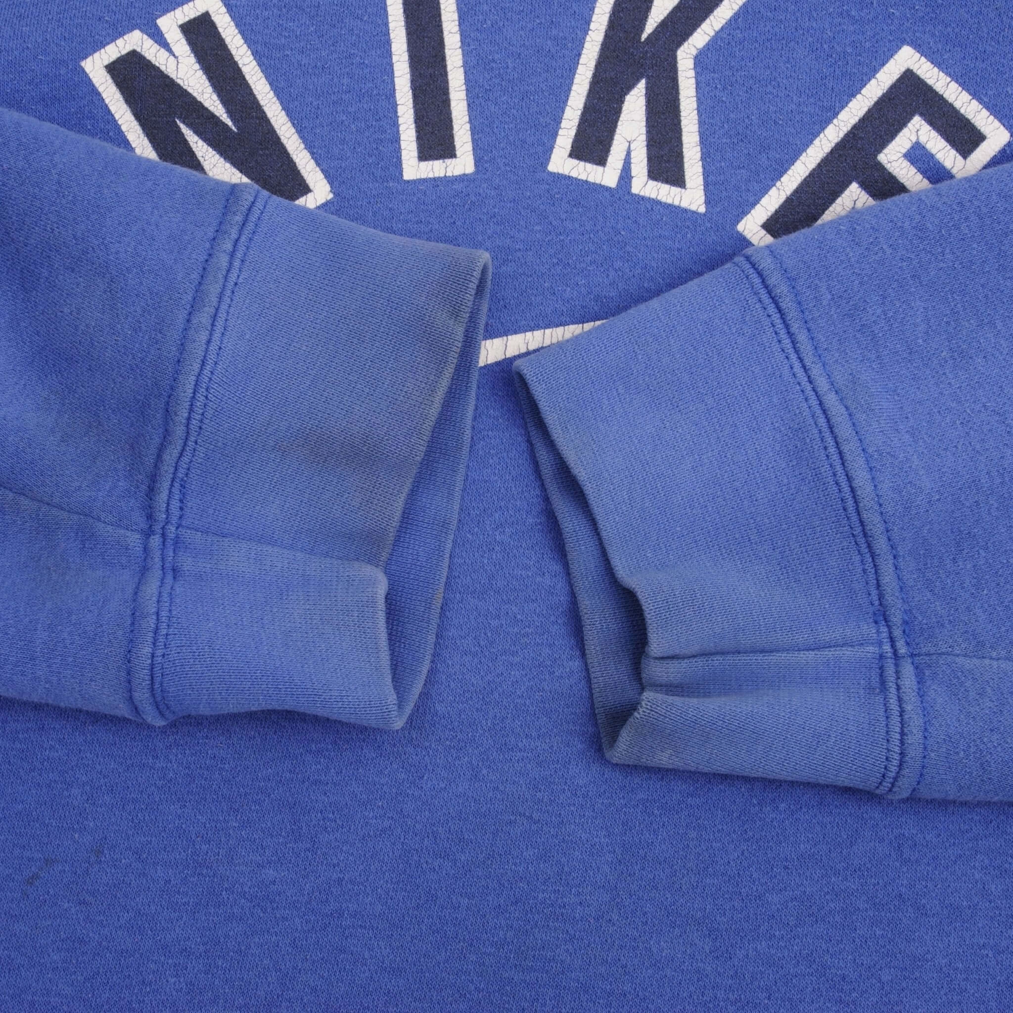 VINTAGE NIKE SPELLOUT CENTER SWOOSH BLUE HOODIE SWEATSHIRT 2000S SIZE XL
