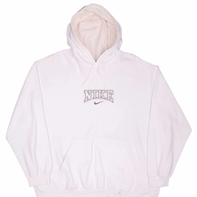 VINTAGE NIKE SPELLOUT CENTER SWOOSH WHITE HOODIE SWEATSHIRT 2000S SIZE XL