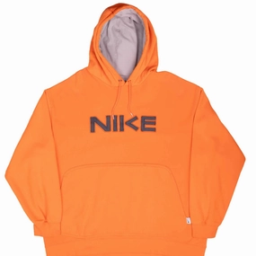 VINTAGE NIKE SPELLOUT ORANGE HOODIE SWEATSHIRT 2000S SIZE 2XL