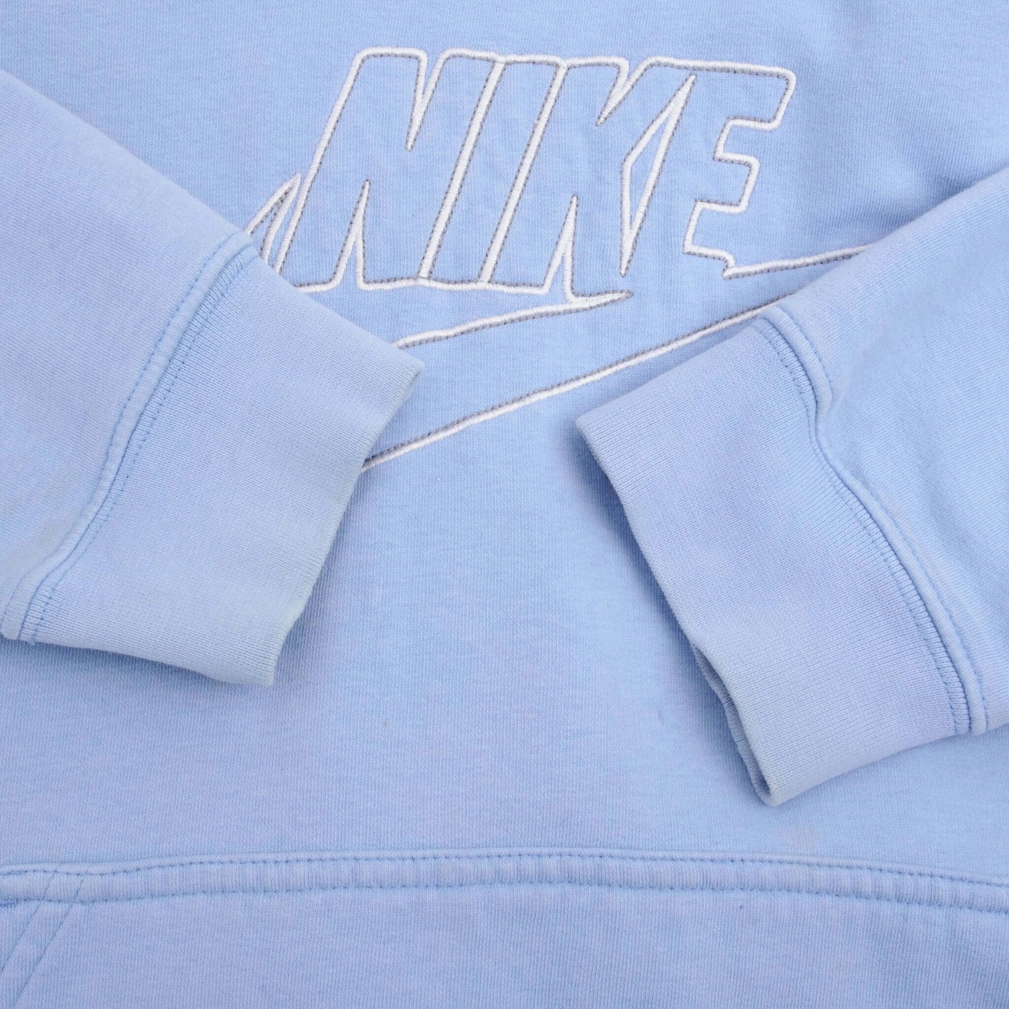 VINTAGE NIKE SPELLOUT SWOOSH BLUE HOODIE SWEATSHIRT 2000S SIZE XL