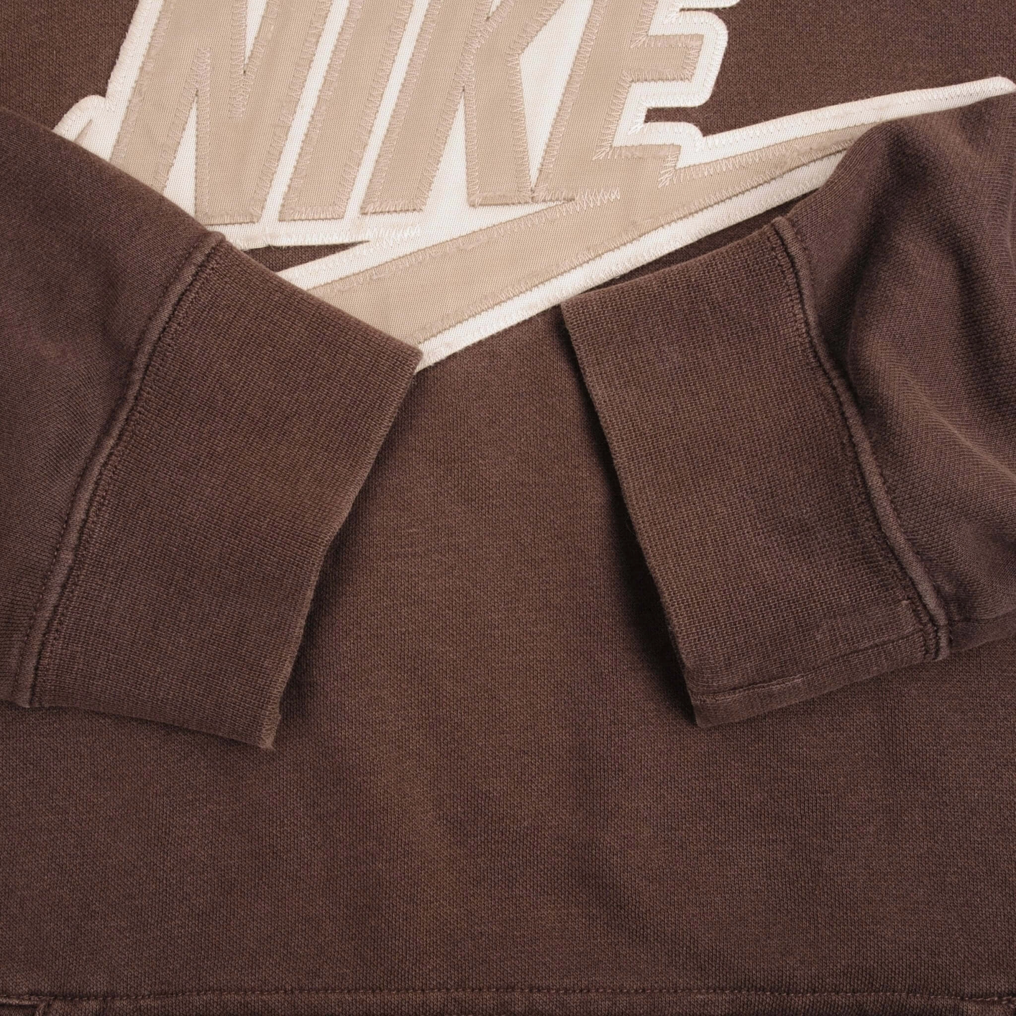 VINTAGE NIKE SPELLOUT SWOOSH BROWN HOODIE SWEATSHIRT LATE 2000S SIZE XL