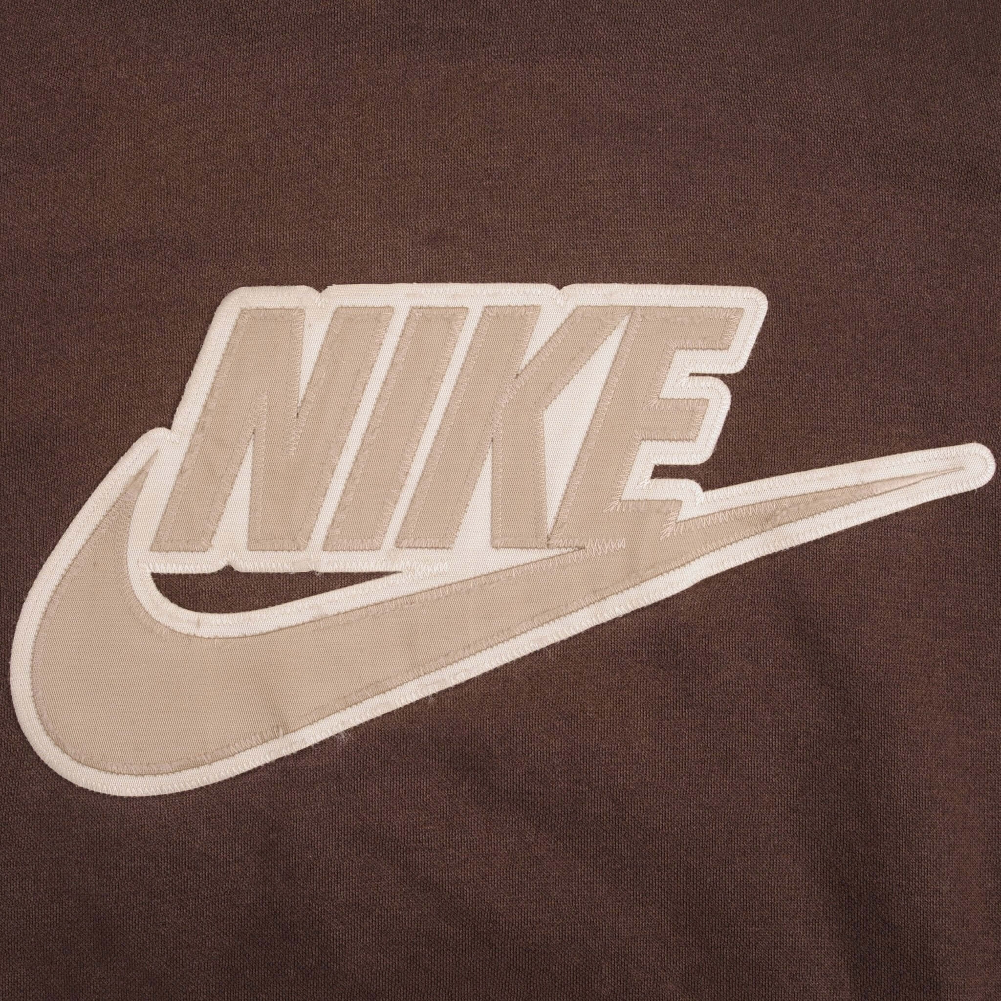 VINTAGE NIKE SPELLOUT SWOOSH BROWN HOODIE SWEATSHIRT LATE 2000S SIZE XL