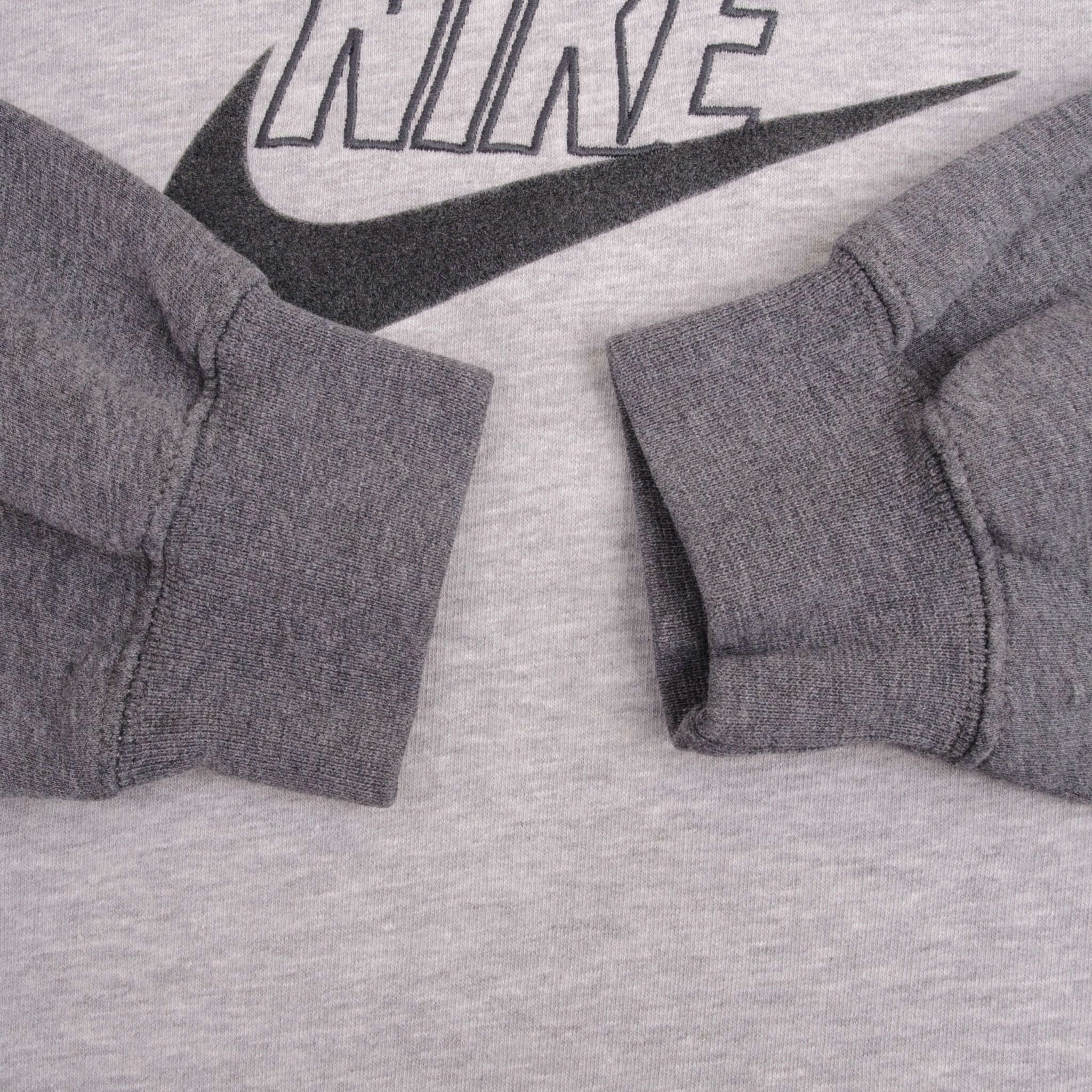 VINTAGE NIKE SPELLOUT SWOOSH GRAY HOODIE SWEATSHIRT 2000S SIZE LARGE