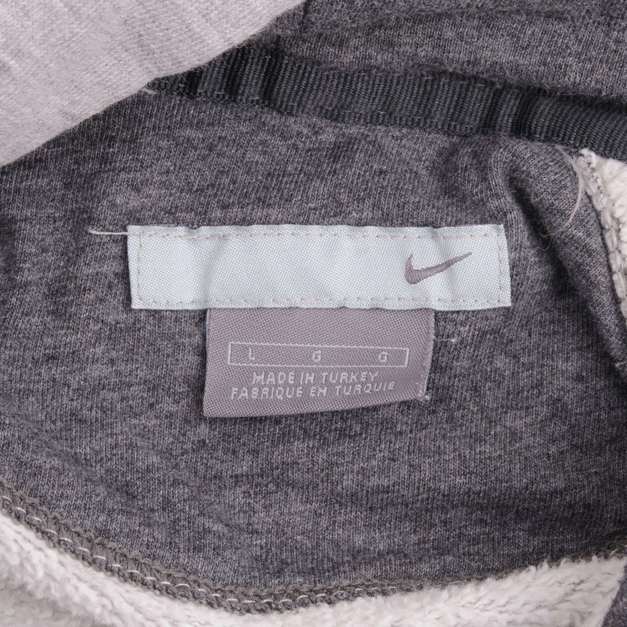 VINTAGE NIKE SPELLOUT SWOOSH GRAY HOODIE SWEATSHIRT 2000S SIZE LARGE