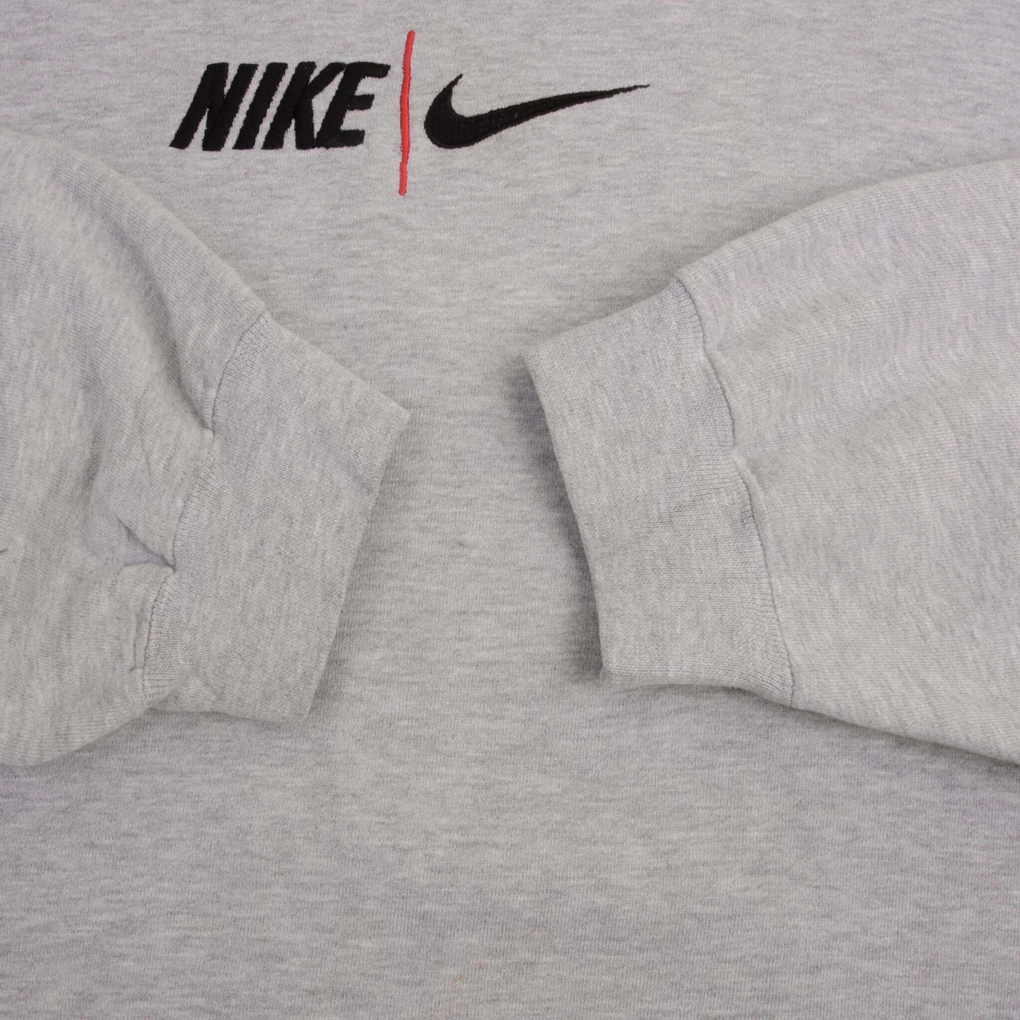 VINTAGE NIKE SPELLOUT SWOOSH GRAY SWEATSHIRT 1990S SIZE 2XL