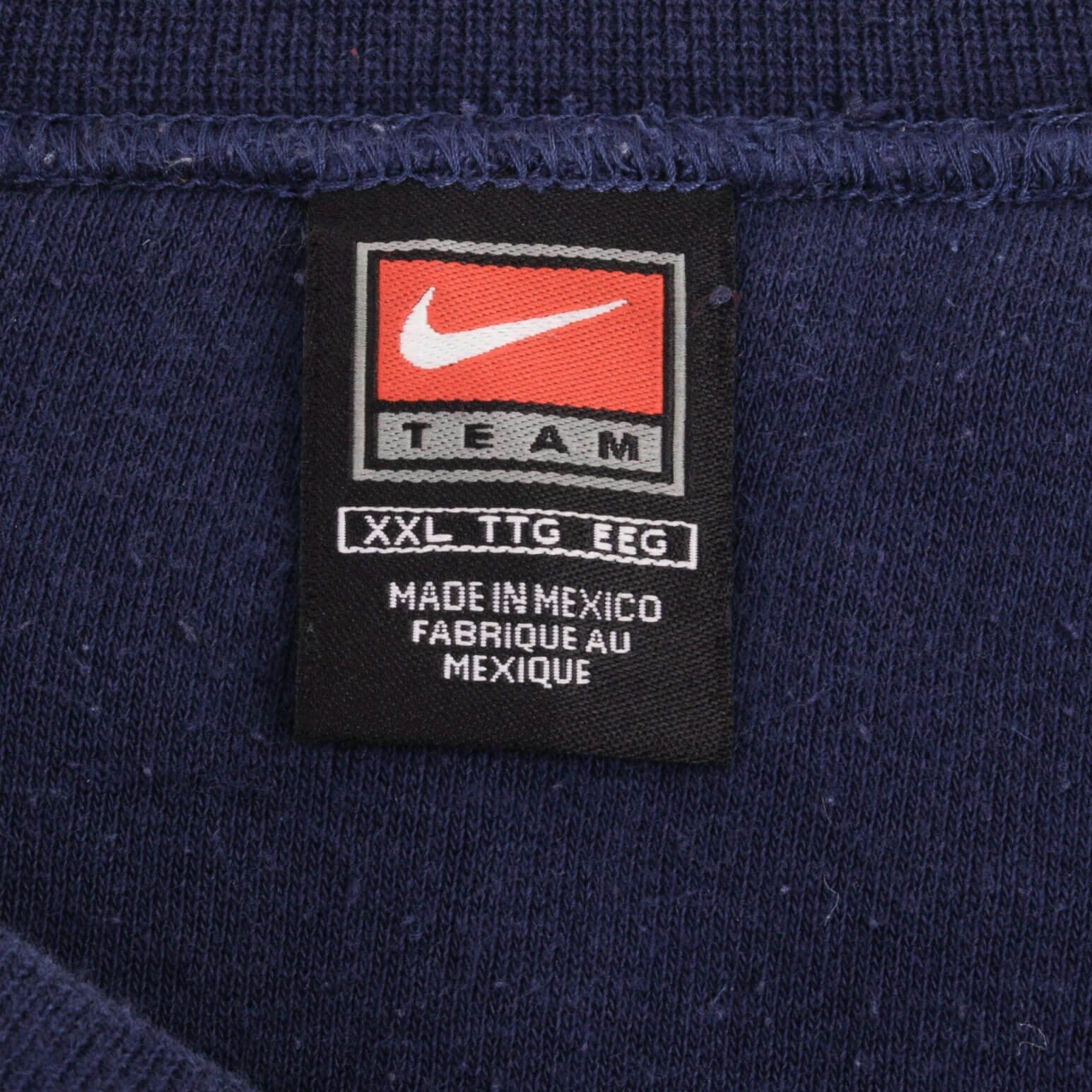 VINTAGE NIKE SPELLOUT SWOOSH NAVY BLUE SWEATSHIRT 1990S SIZE 2XL