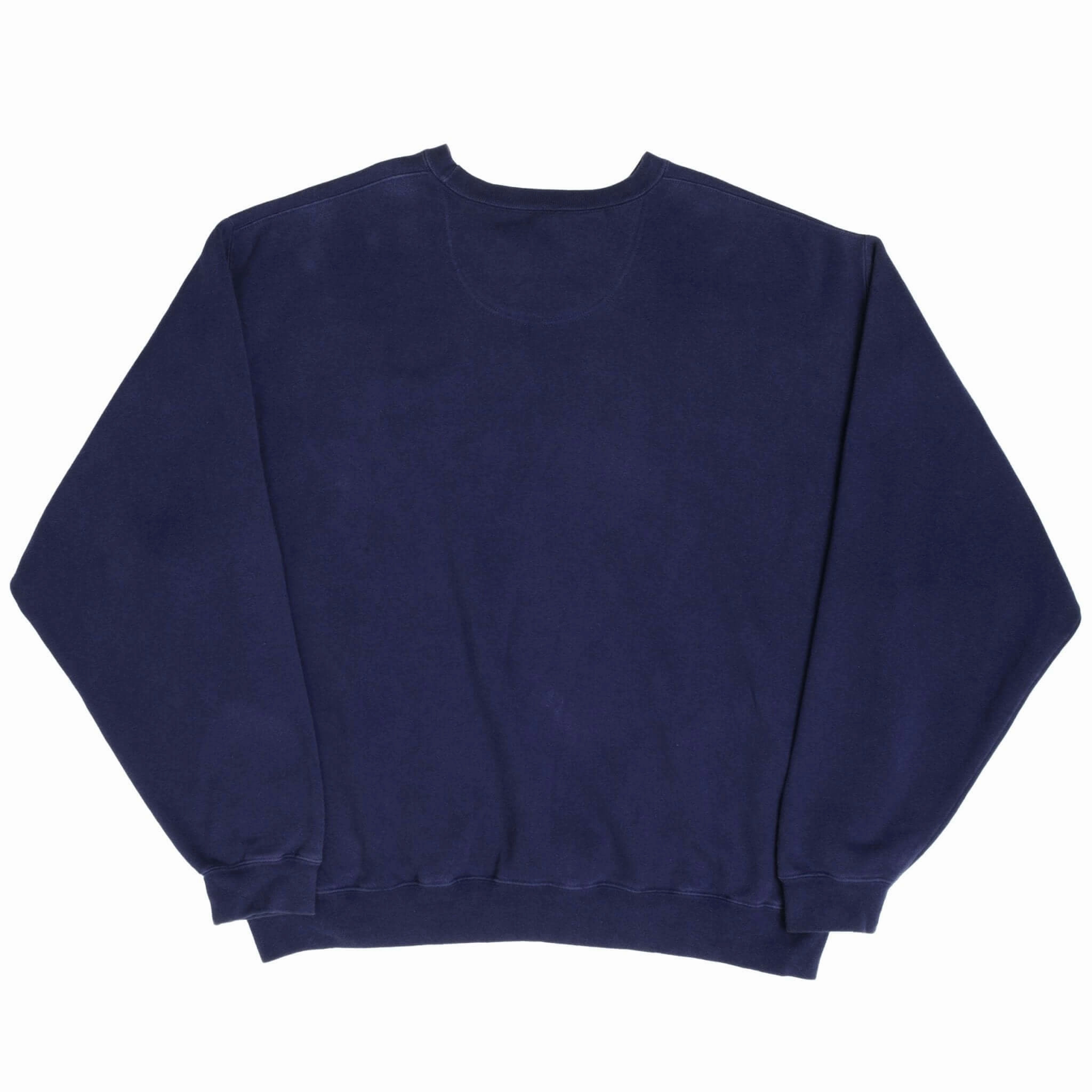 VINTAGE NIKE SPELLOUT SWOOSH NAVY BLUE SWEATSHIRT 1990S SIZE 2XL
