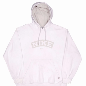 VINTAGE NIKE SPELLOUT SWOOSH WHITE HOODIE SWEATSHIRT 2000S SIZE LARGE