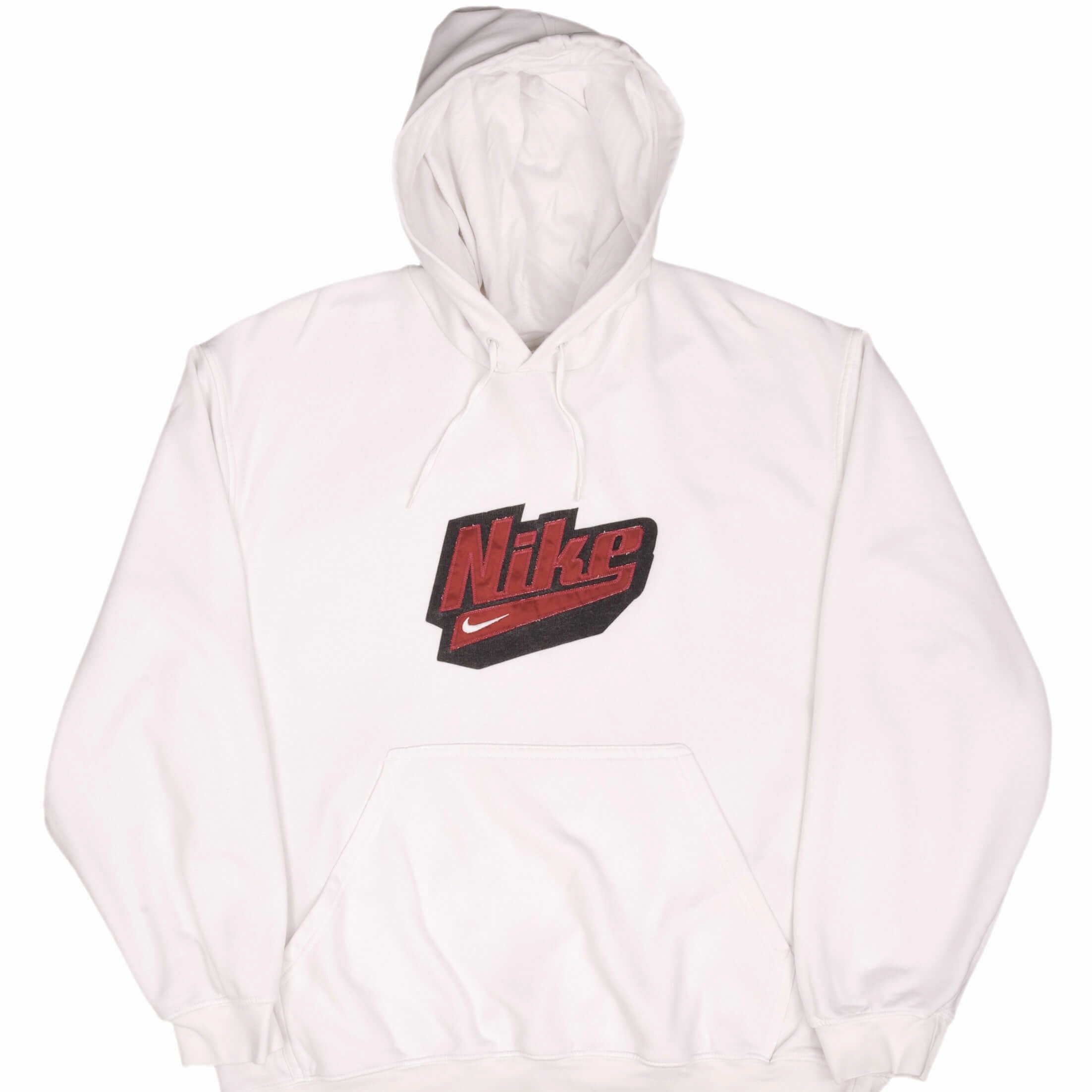 VINTAGE NIKE SPELLOUT SWOOSH WHITE HOODIE SWEATSHIRT 2000S SIZE XL
