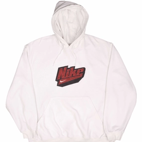 VINTAGE NIKE SPELLOUT SWOOSH WHITE HOODIE SWEATSHIRT 2000S SIZE XL