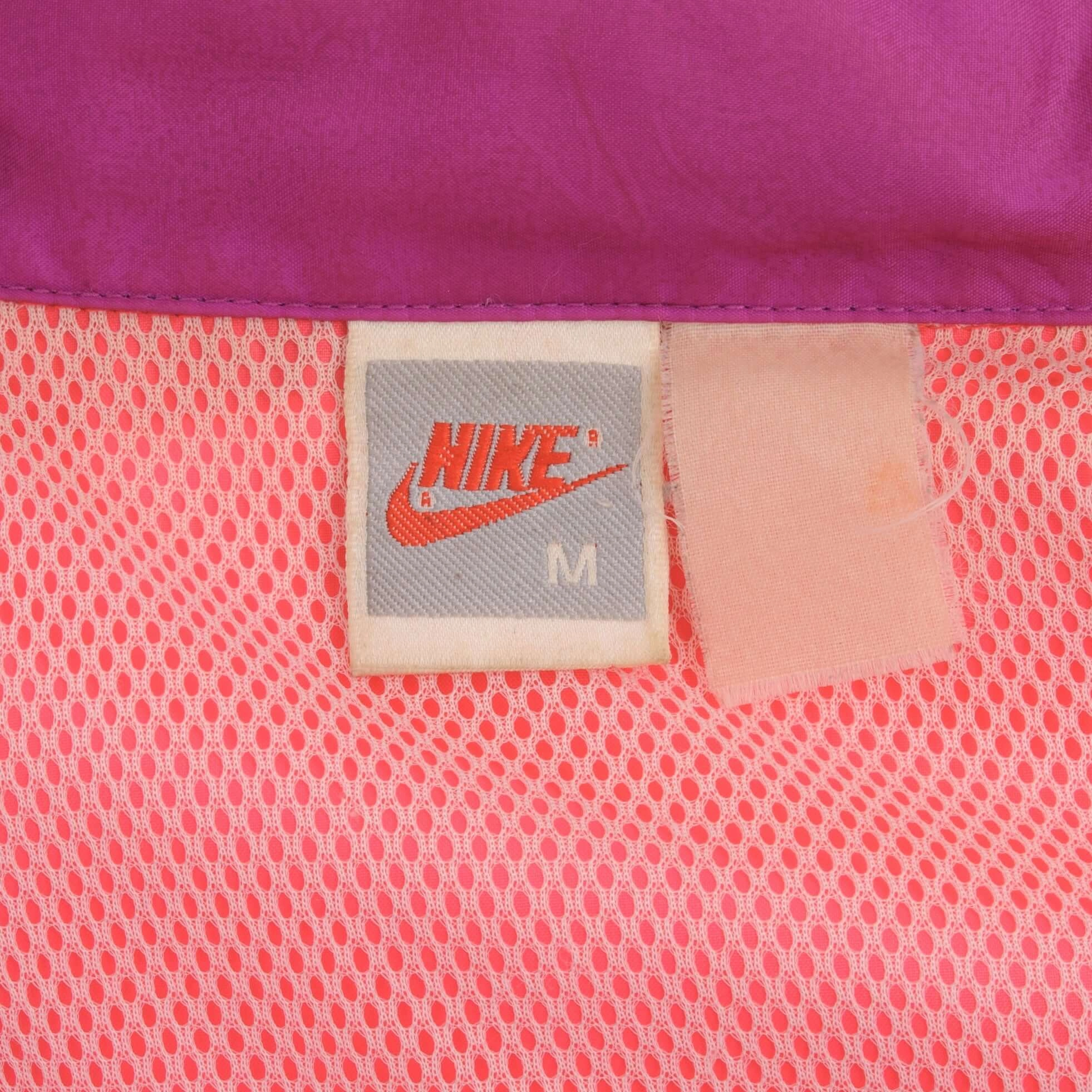 VINTAGE NIKE SWOOSH NEON WINDBREAKER JACKET 1980S SIZE MEDIUM