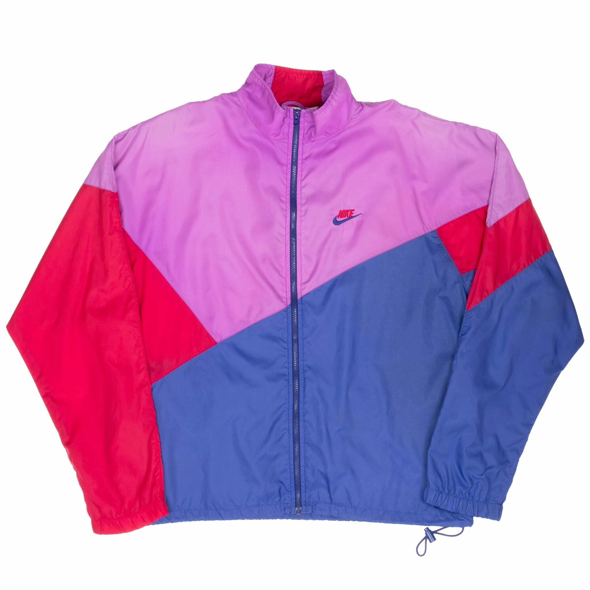 VINTAGE NIKE SWOOSH NEON WINDBREAKER JACKET LATE 1980S LARGE