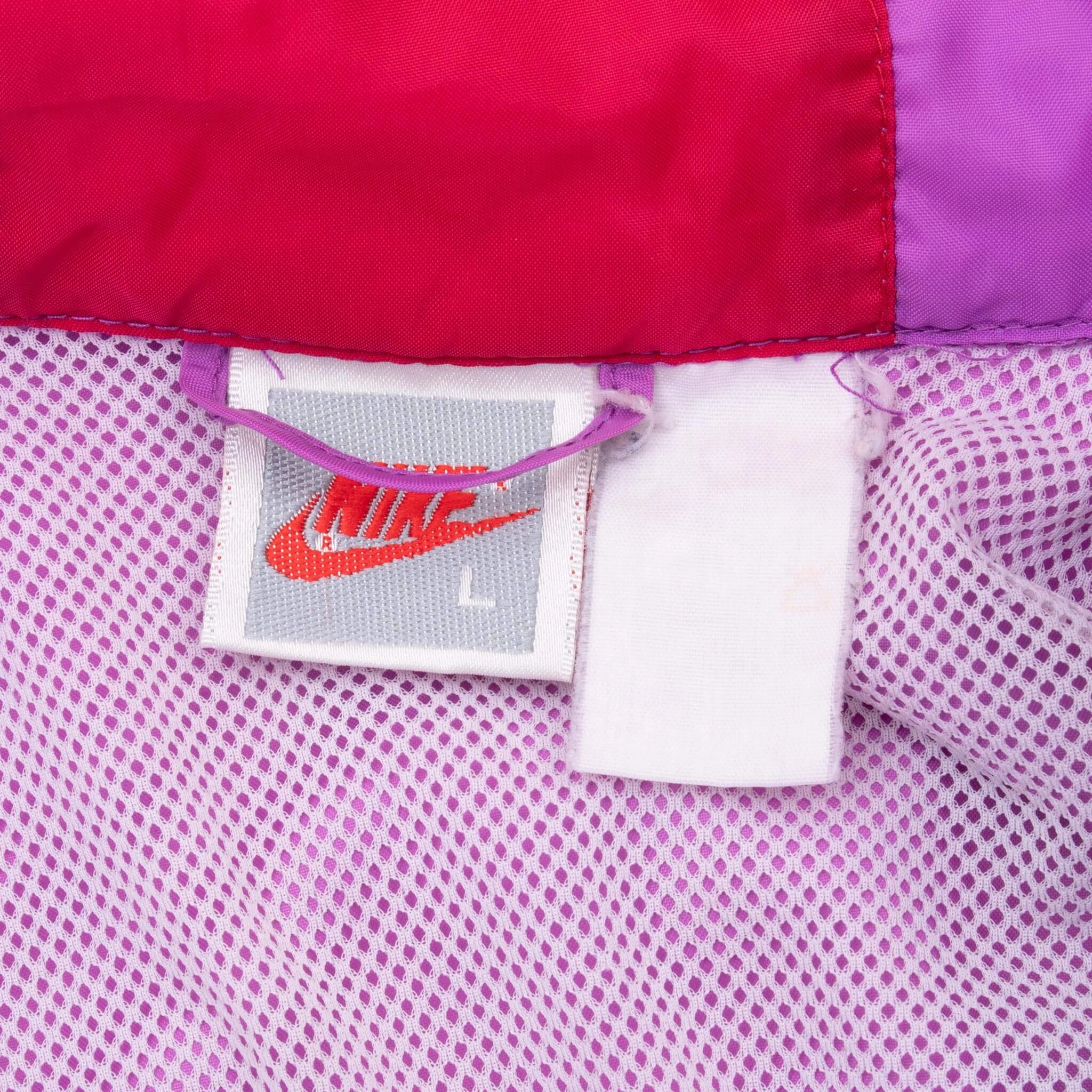 VINTAGE NIKE SWOOSH NEON WINDBREAKER JACKET LATE 1980S LARGE