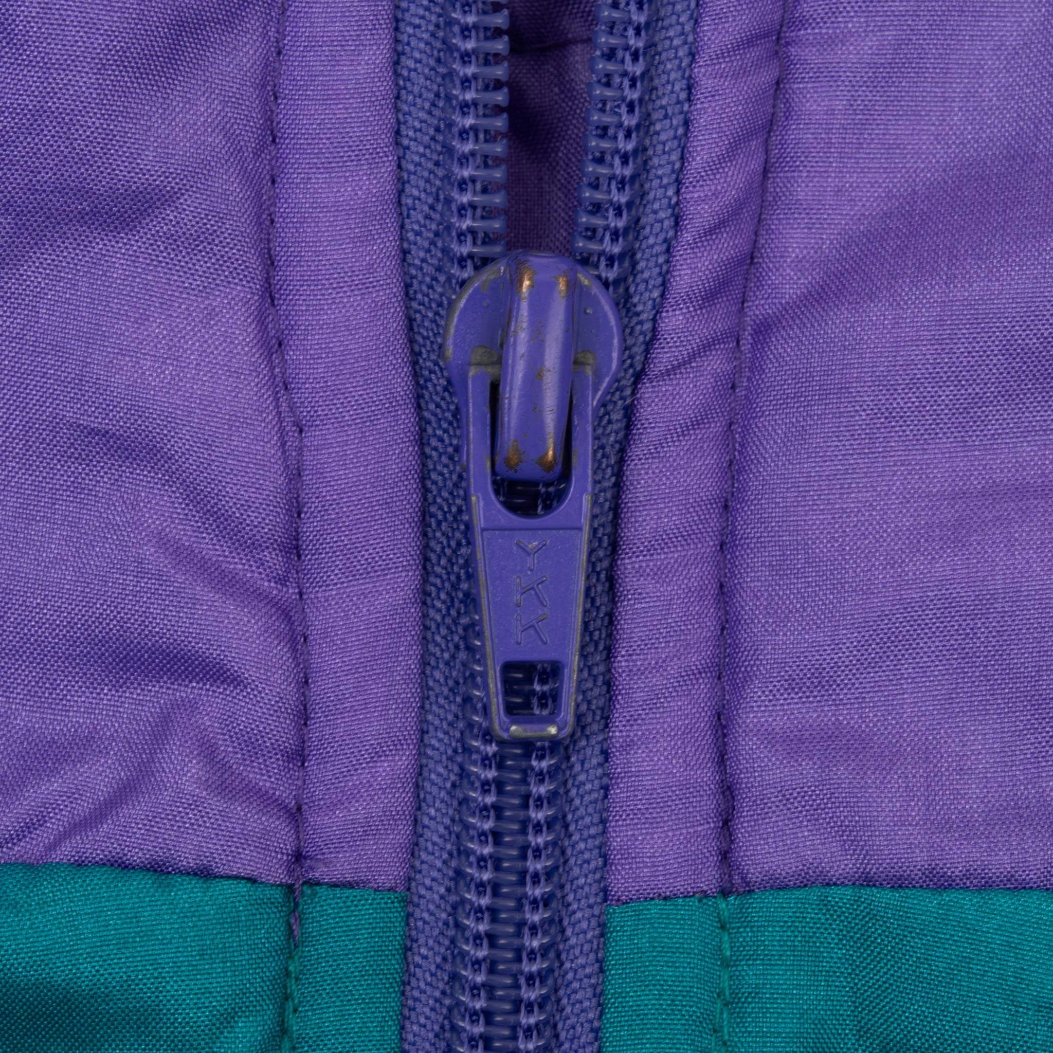 VINTAGE NIKE SWOOSH PURPLE & CYAN WINDBREAKER JACKET LATE 1980S SIZE XL