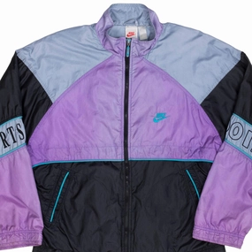 VINTAGE NIKE SWOOSH PURPLE WINDBREAKER JACKET LATE 1980S SIZE MEDIUM