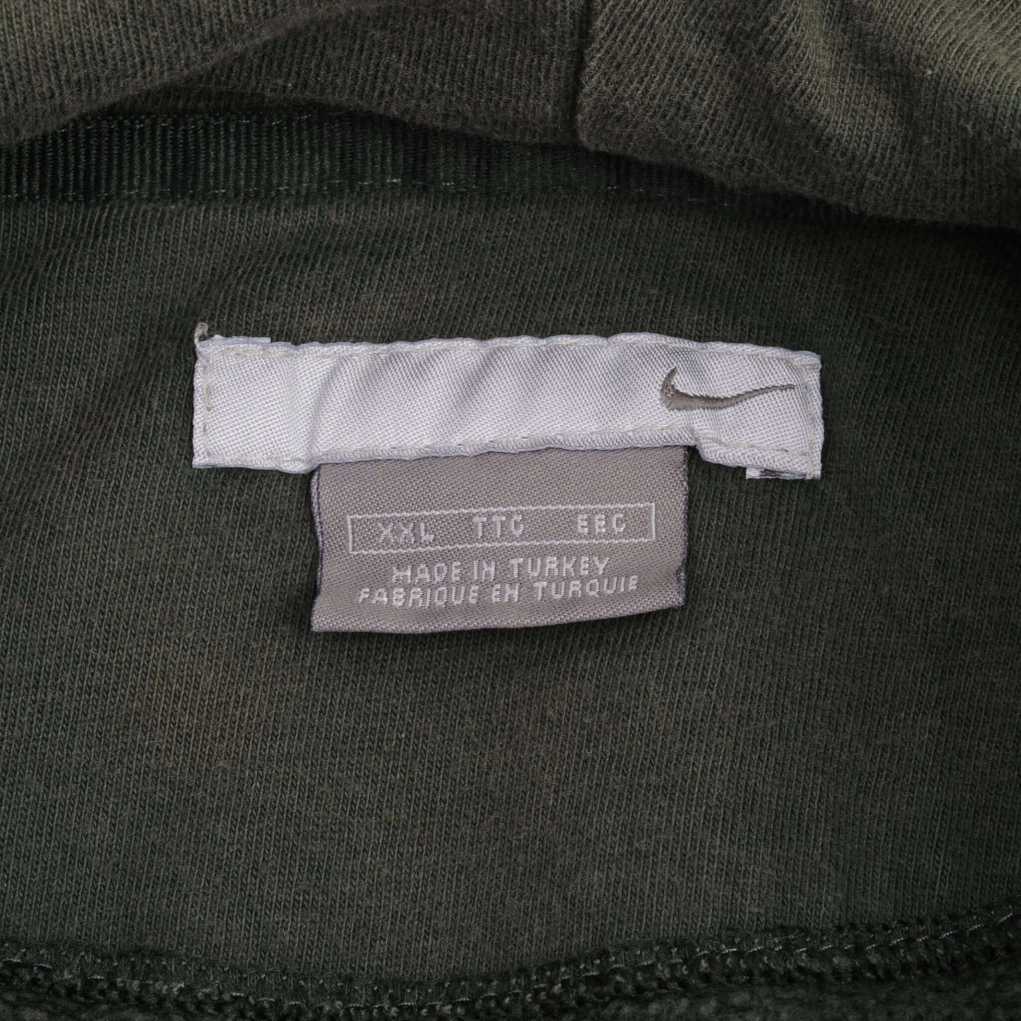 VINTAGE NIKE SWOOSH SPELLOUT GREEN QUARTER ZIP HOODIE SWEATSHIRT 2000S 2XL